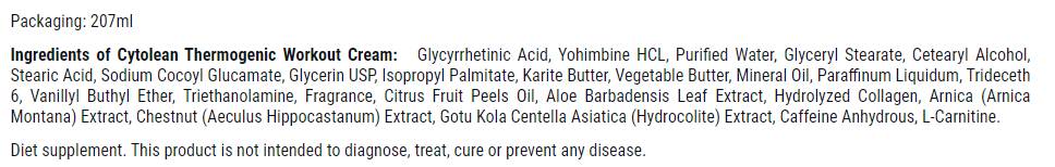 Cremă de antrenament termogenică Cytolean - 207 ml