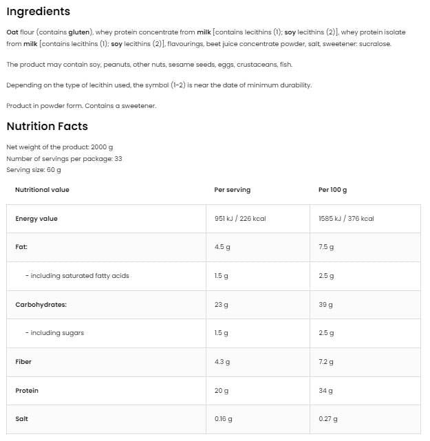 Ovăz și zer - 1000 grame
