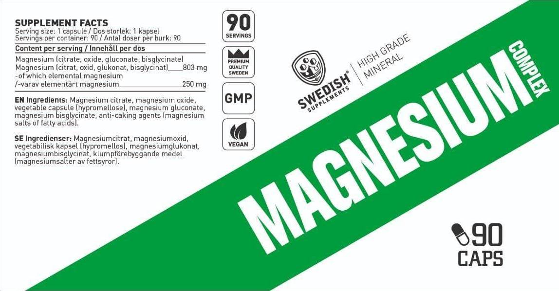 Complex de magneziu | 4 tipuri de matrice ~ citrat, oxid, gluconat, bisglicinat - 90 capsule