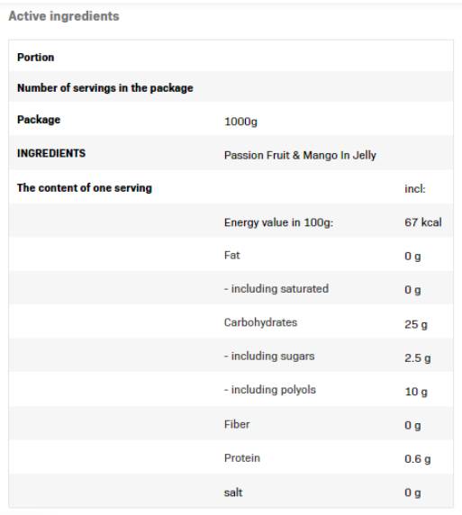Frulove in Jelly | Fructul pasiunii și mango - 1000 de grame