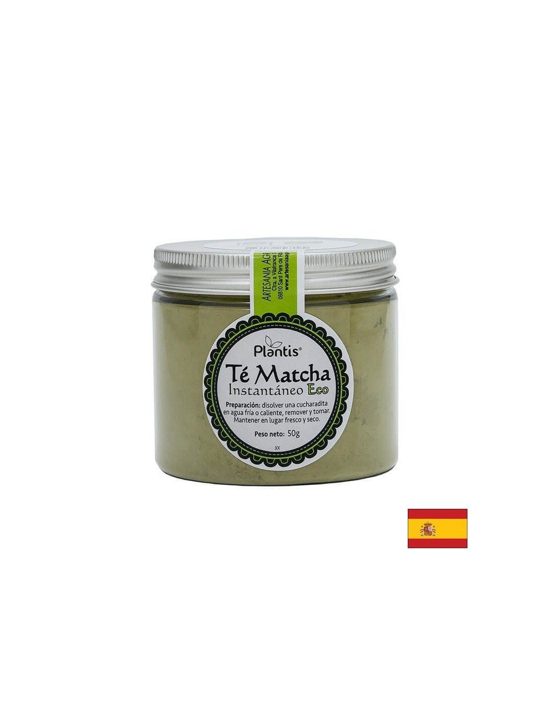 Pudră de ceai matcha organic instant - metabolism și energie - Té Matcha Instantáneo Eco Plantis®, 50 g pudră