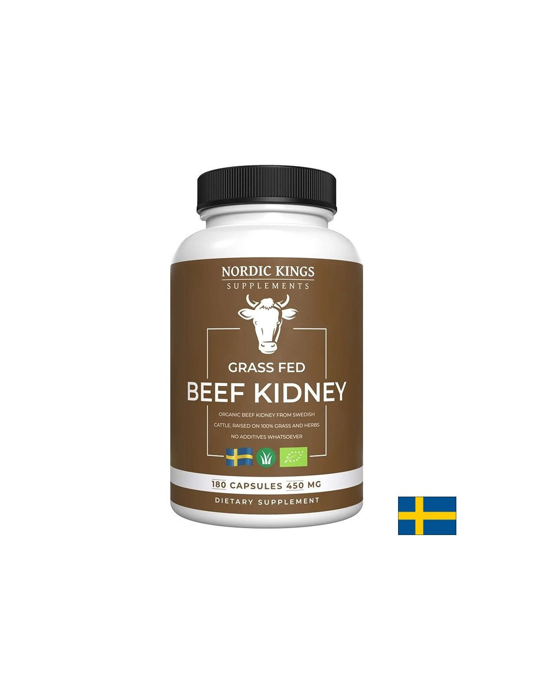 Rinichi de vită de la animale hrănite cu iarbă (Organic), 180 capsule Nordic Kings