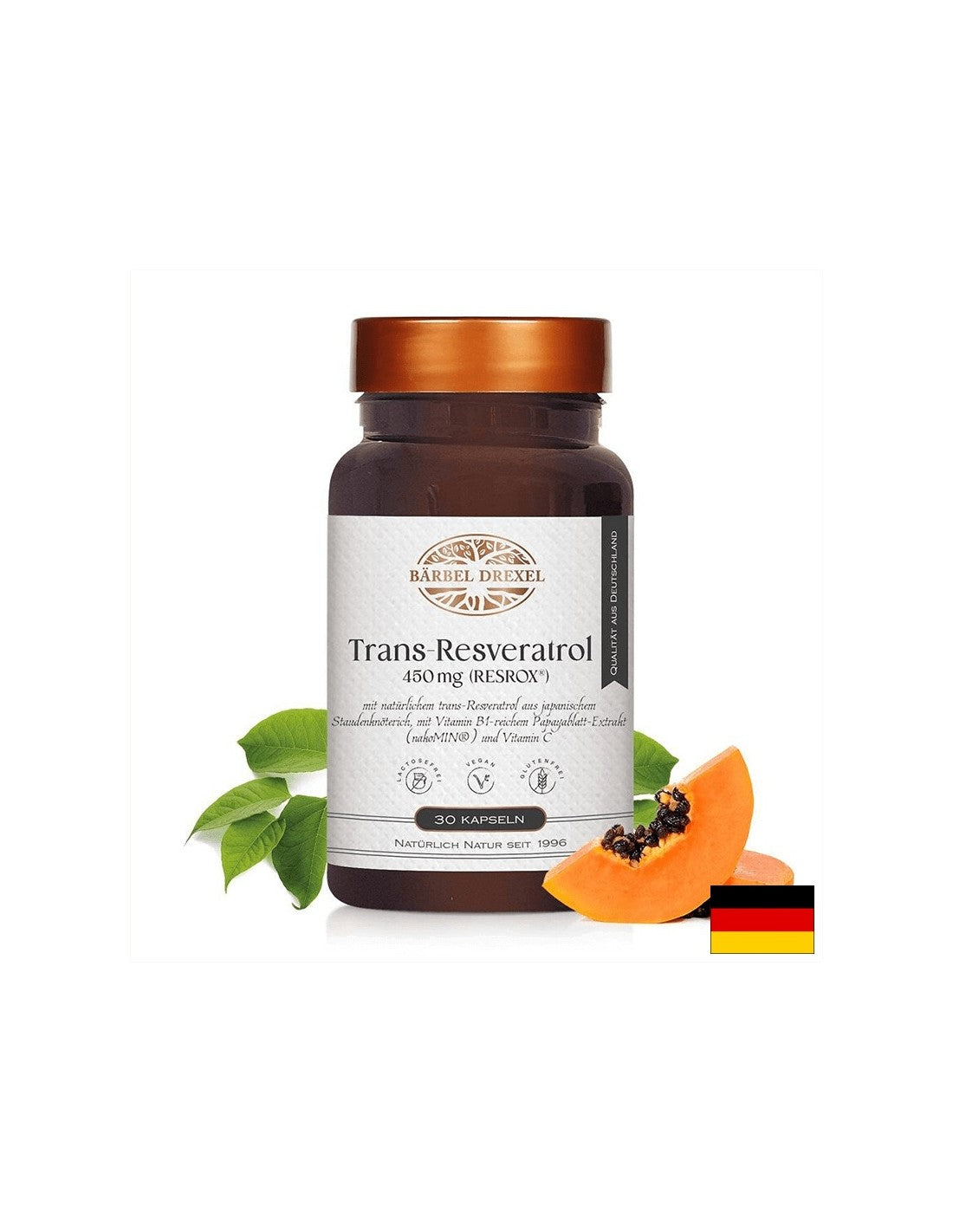 RESROX® trans-resveratrol - inimă și vase de sânge - formulă antiîmbătrânire și cardioprotectoare, 450 mg, 30 capsule