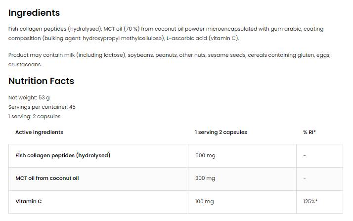 Nucă de cocos și colagen | Colagen marin cu MCT - 90 capsule