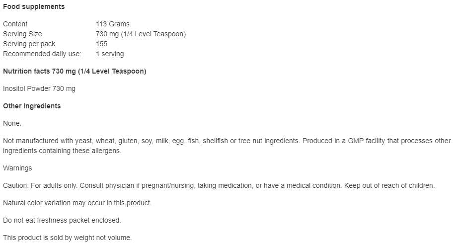 Pudră de inozitol - 113 grame