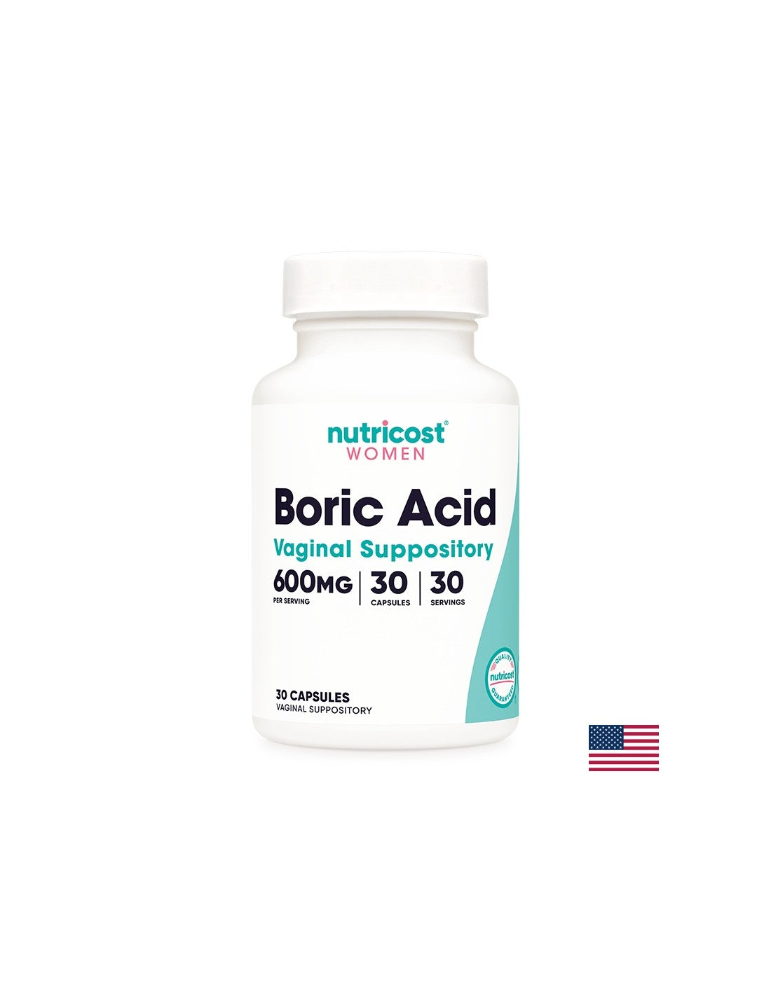 Infecții vaginale - Acid boric, 600 mg x 30 capsule vaginale Nutricost