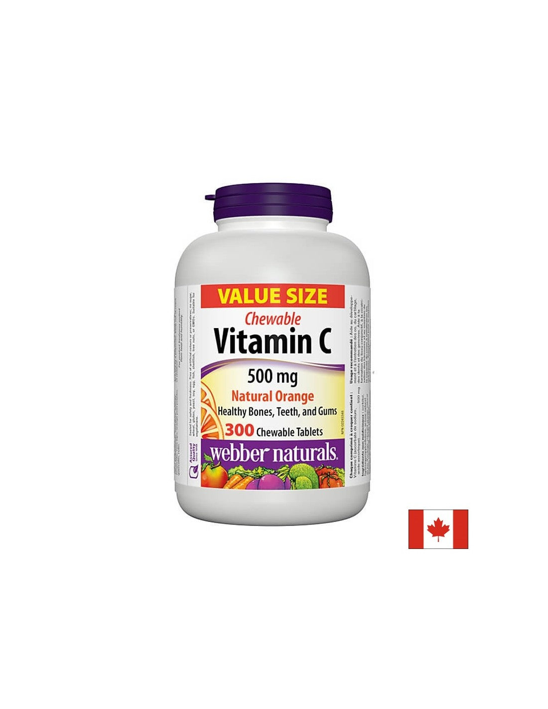 Vitamina C 500 mg masticabil - Vitamina C 500 mg, 300 tablete masticabile Webber Naturals
