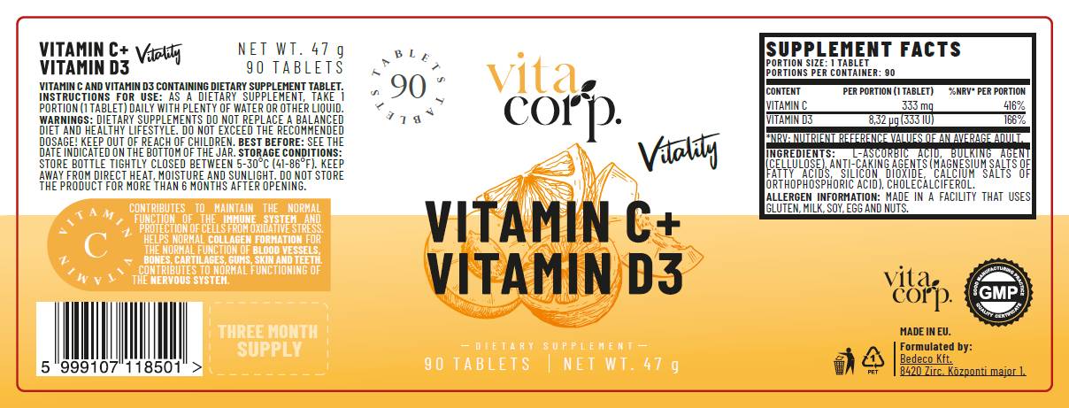 Vitamina C + Vitamina D Vitality - 90 tablete