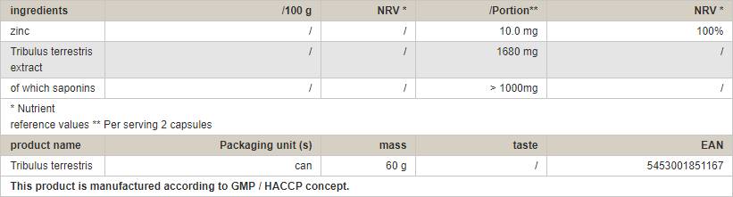 Tribulus 840 mg - 60 capsule