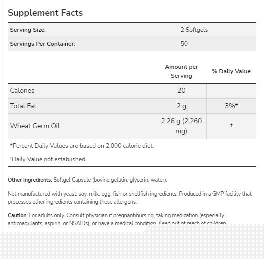 Ulei din germeni de grau 1130 mg - 100 capsule de gel