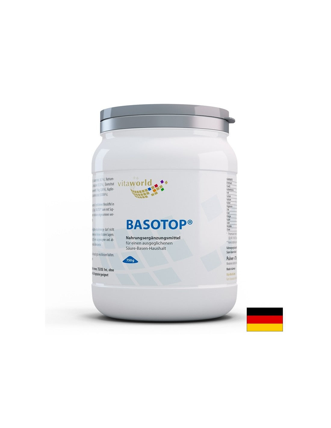 Minerale și oligoelemente pentru echilibrul alcalino-acid - BASOTOP, 750 g, pulbere