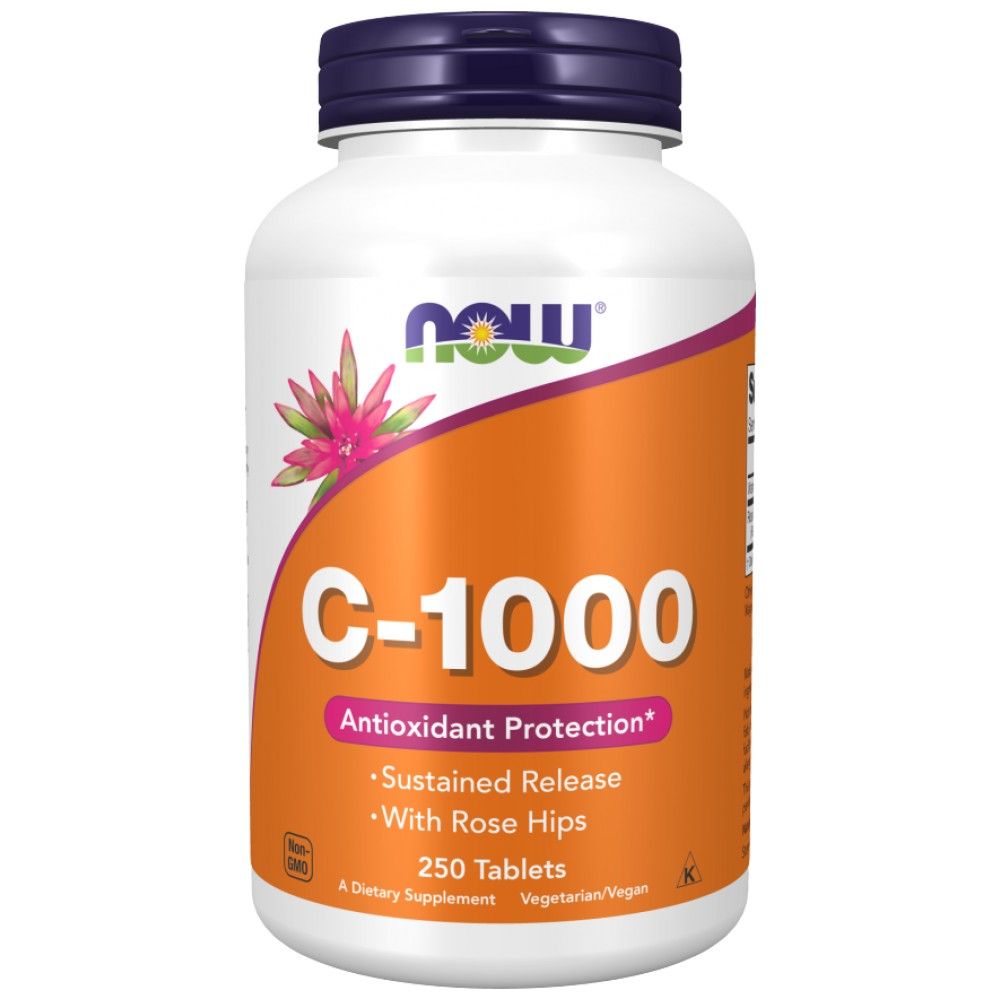 Vitamina C -1000 cu șolduri de trandafir / eliberare susținută - 250 de comprimate