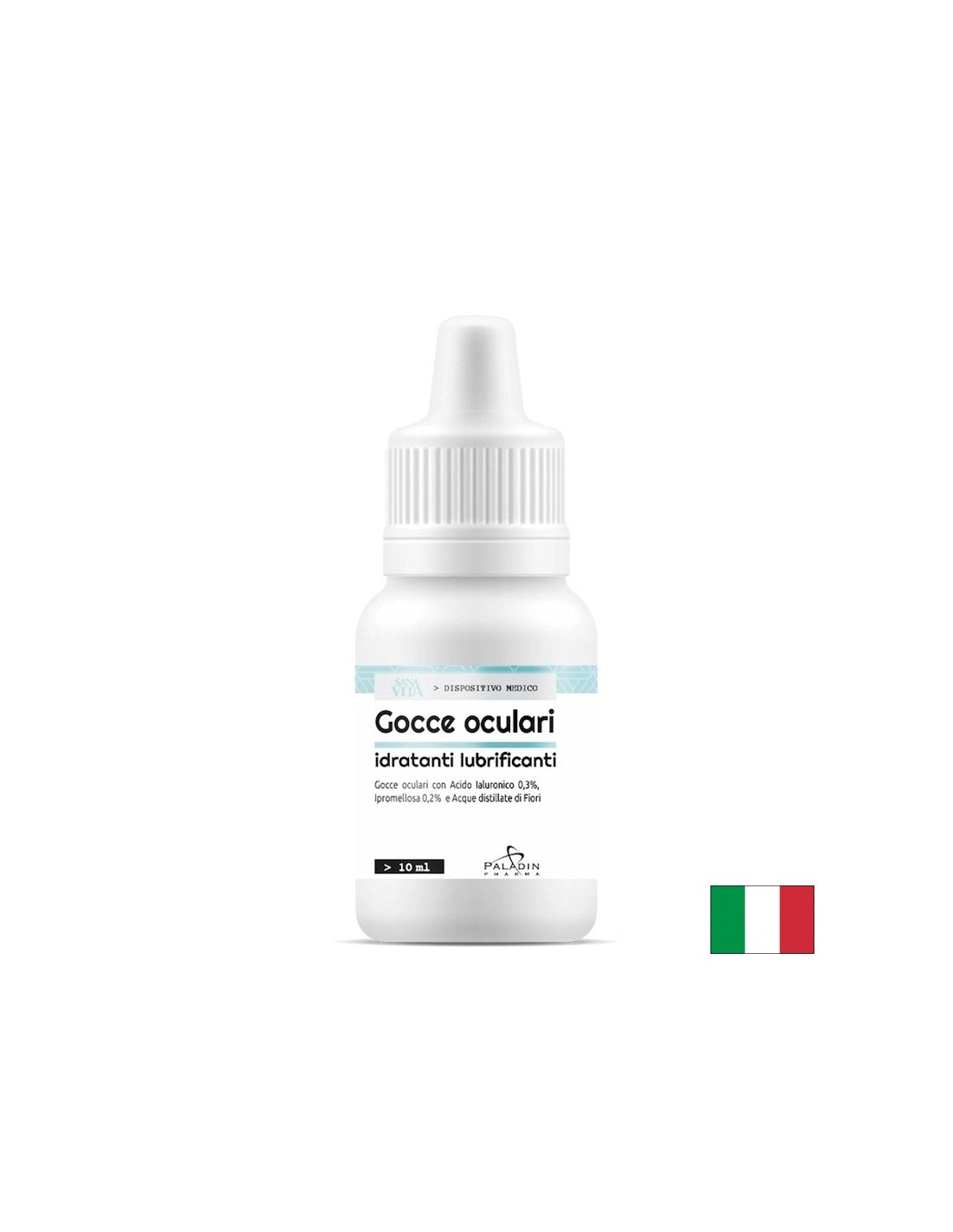 Picături hidratante pentru ochi cu acid hialuronic, hipromeloză și apă florală, 10 ml