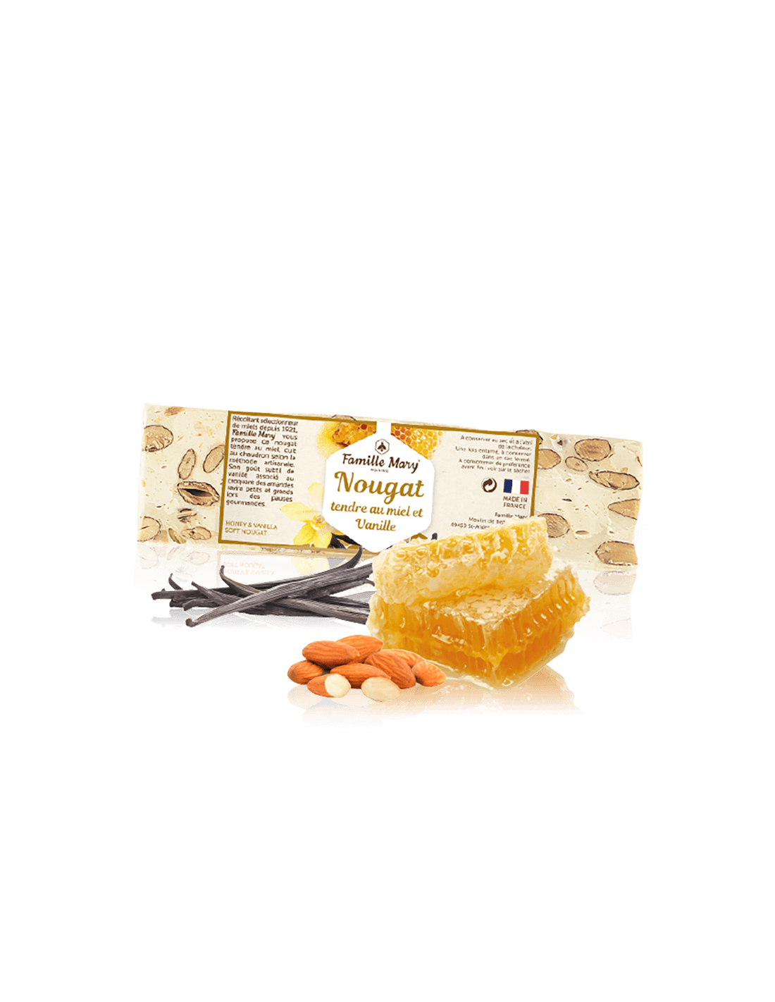 Nuga fragedă cu miere, migdale și vanilie, 100 g