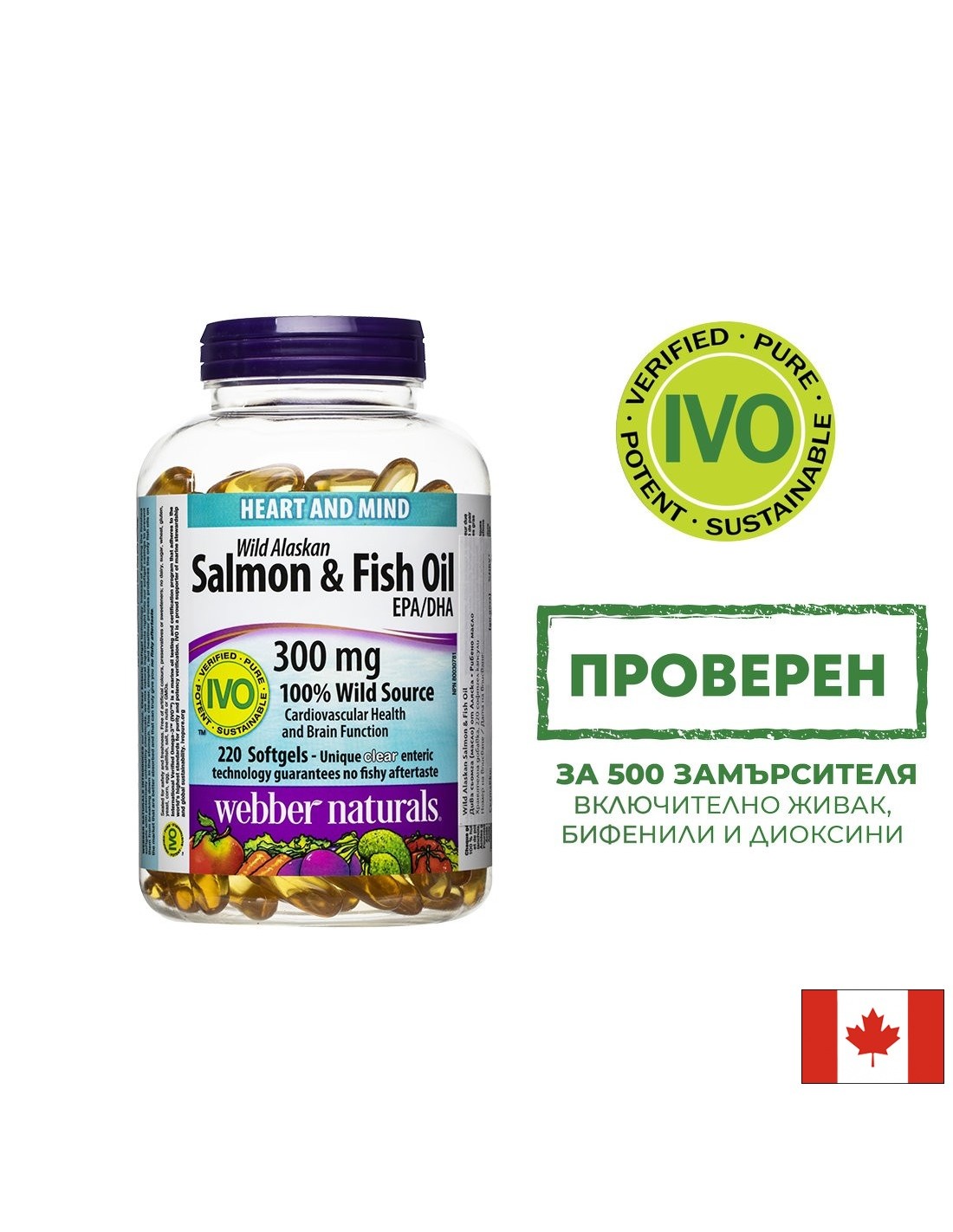 Funcția inimii și creierului - somon sălbatic de Alaska (ulei) (1000 mg) + ulei de pește (300 mg), 220 de capsule moi