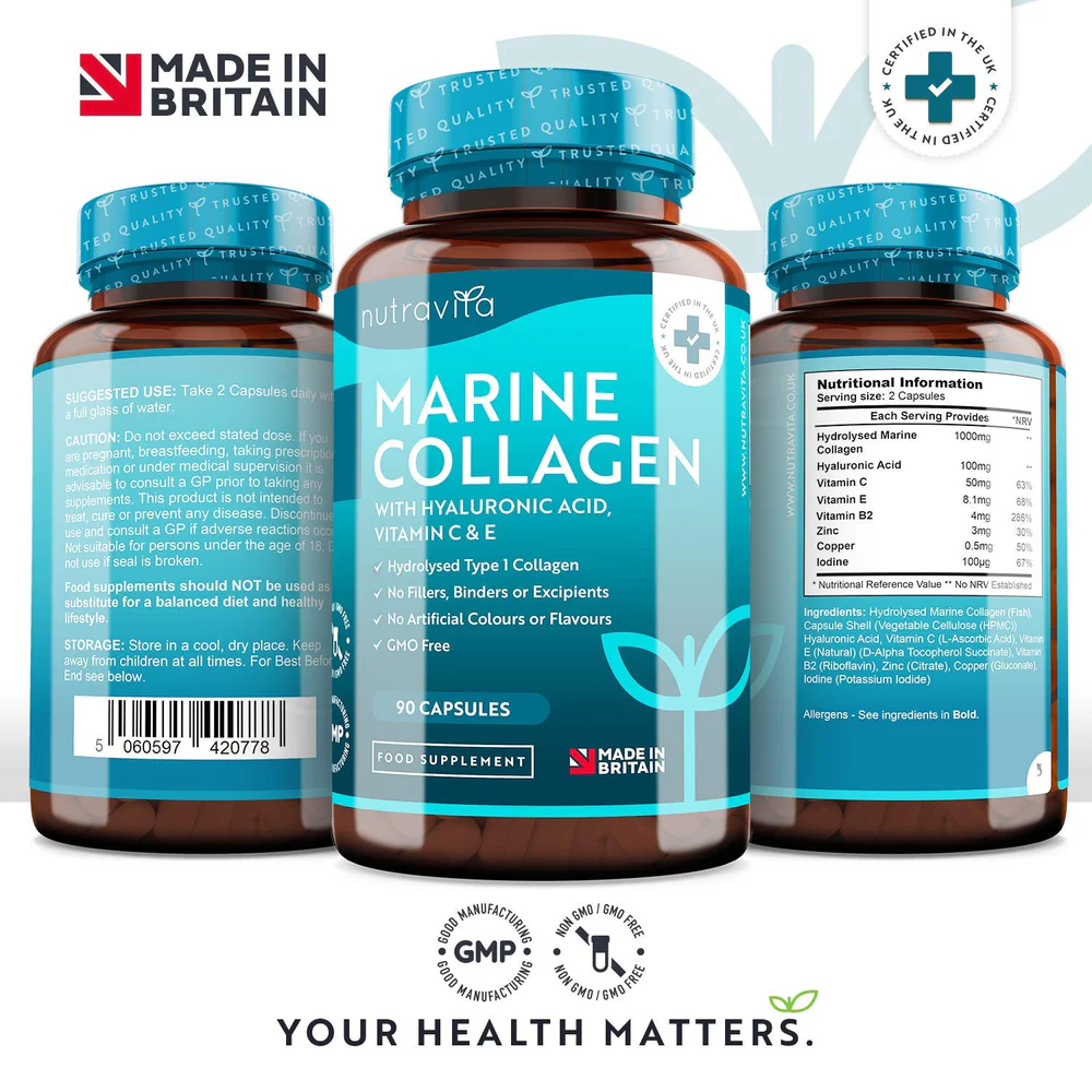 Colagen marin hidrolizat cu acid hialuronic – 1000 mg