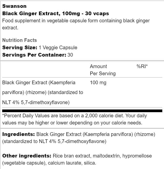 Extract de ghimbir negru 100 mg 30 capsule
