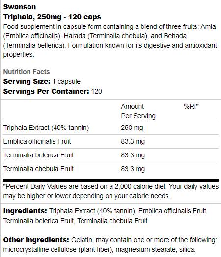 Triphala 250 mg 120 capsule