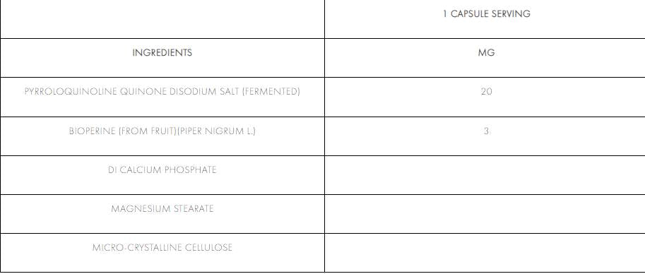 PQQ 20 mg - 60 comprimate