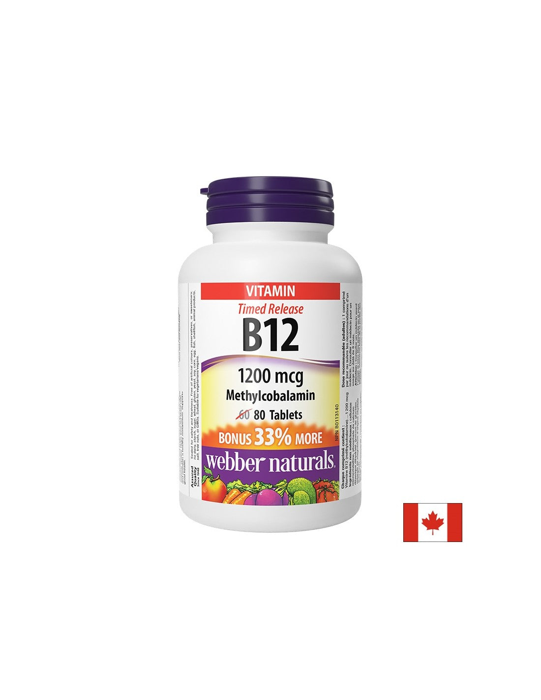 Sistem nervos și energie - Vitamina B12 (metilcobalamină), 1200 µg x 80 comprimate cu eliberare prelungită