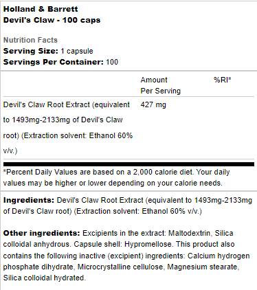 Gheara diavolului 427 mg - 100 capsule
