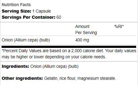 Bulb de ceapă cu spectru complet 400 mg 60 capsule