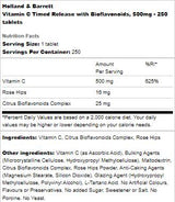 Vitamina C cu eliberare temporizată 500 mg | Cu bioflavonoide - 250 tablete