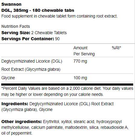 DGL 385 mg 180 Comprimate masticabile