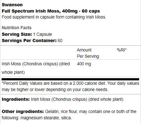 Full Spectrum Irish Moss 400 mg - 60 capsule