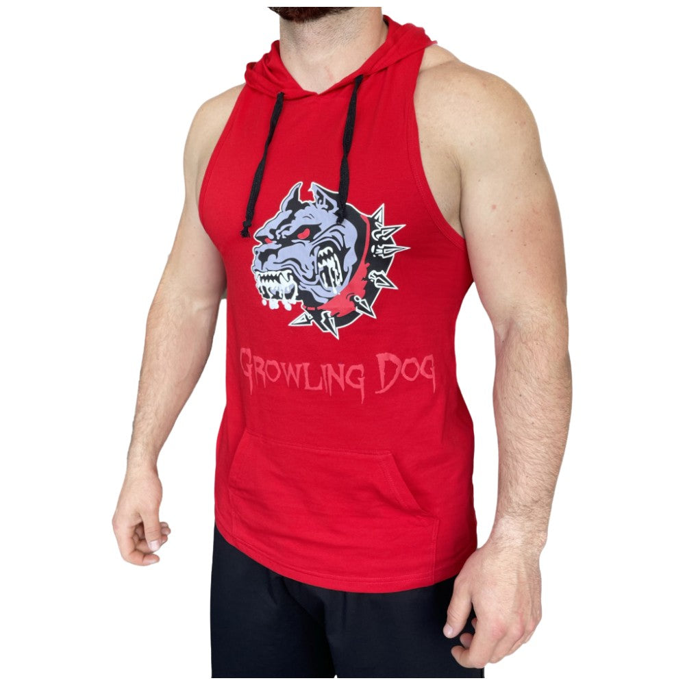 Tank Top Growling Dog cu hanoră - roșu / Tank Top Growling Dog cu hanoră - roșu