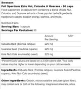 Full Spectrum Nucă de Kola, Catuaba și Guarana 90 capsule