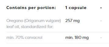Ulei de oregano 257 mg | 70% Carvacrol - 120 capsule