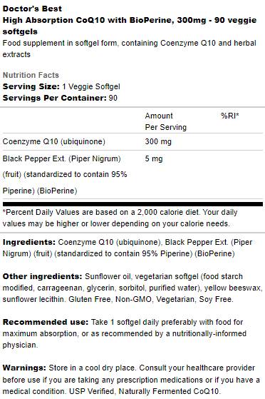 BEST CoQ10 cu Bioperine 300 mg - 90 capsule de gel