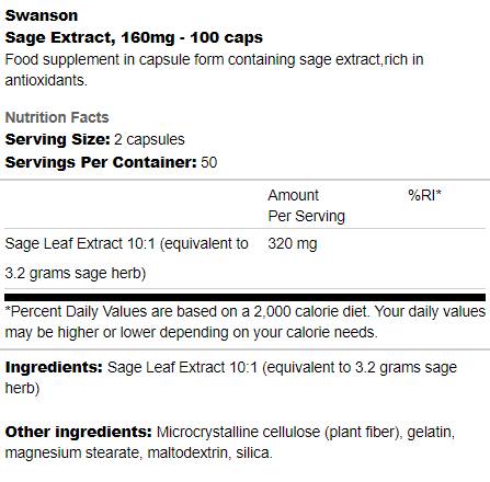 Extract de salvie 160 mg 100 capsule