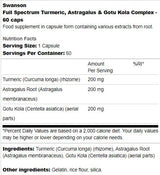 Turmeric cu spectru complet, Astragalus și Complex Gotu Kola 60 capsule