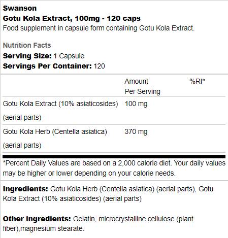 Extract Gotu Kola 100 mg 120 capsule