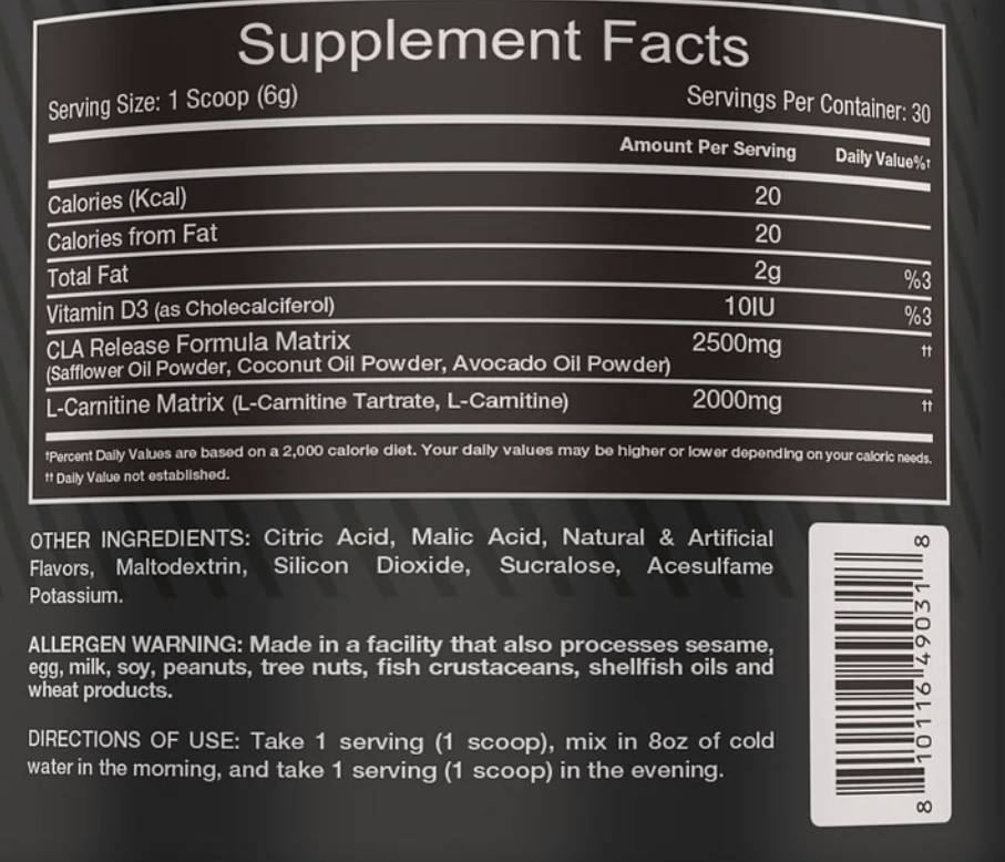 CLA + L-Carnitină | Non-Stim Formula 180 de grame