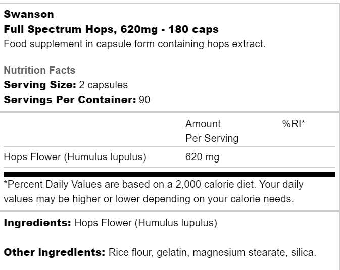 Full Spectrum Hops 620 mg 180 capsule