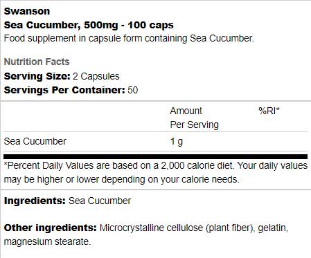 Castravete de mare 500 mg 100 capsule