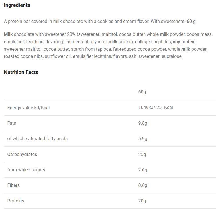 Delight+ Protein Bar Cookies and Cream - 12 x 60 grame