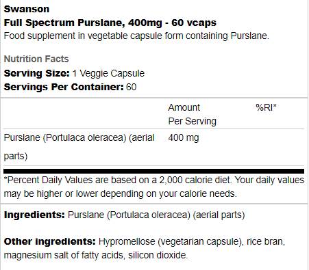 Purslane Full Spectrum 400 mg 60 capsule