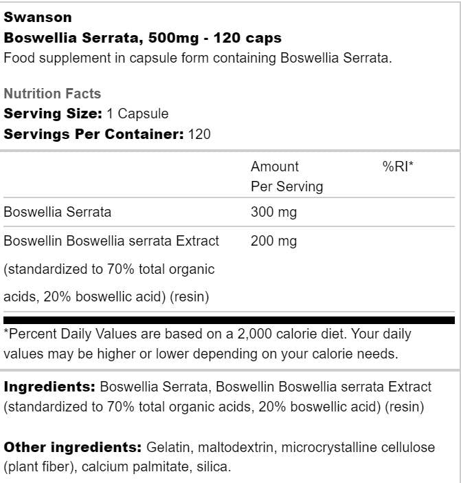 Boswellia Serrata 500 mg 120 capsule