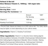 Vitamina C cu eliberare lenta 1000 mg - 120 tablete