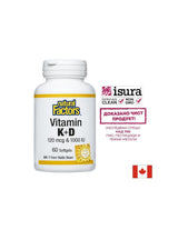 Vitamina K2 120 mcg și D3 1000 UI, 60 capsule moale Natural Factors