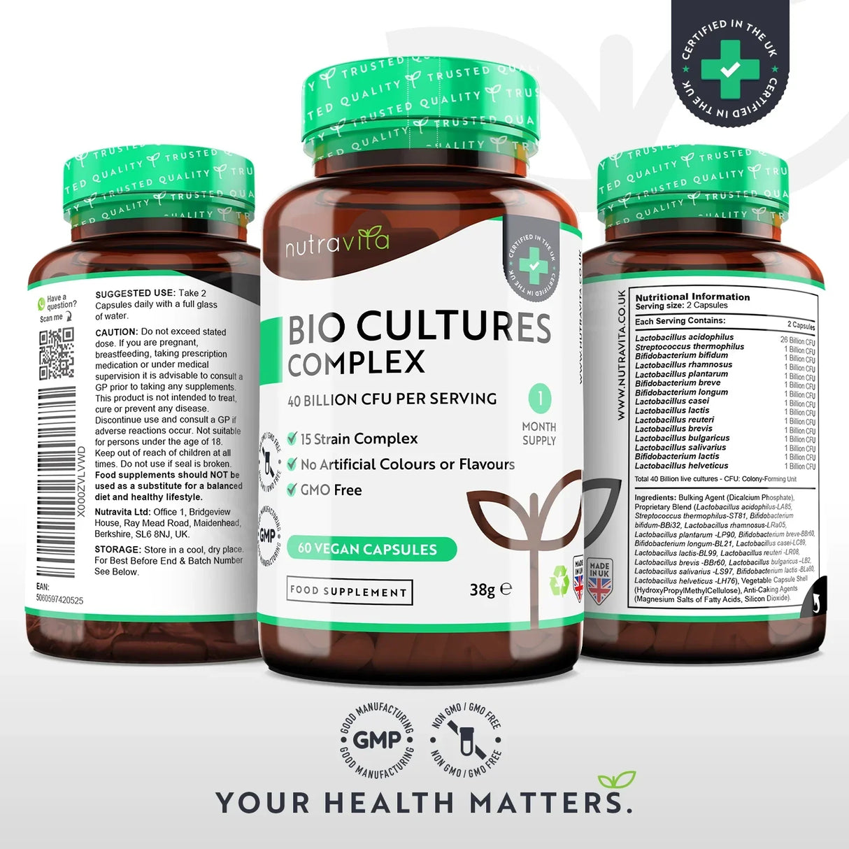 Probiotic 20 miliarde CFU 15 tulpini/60 capsule, 60 doze/ Nutravita