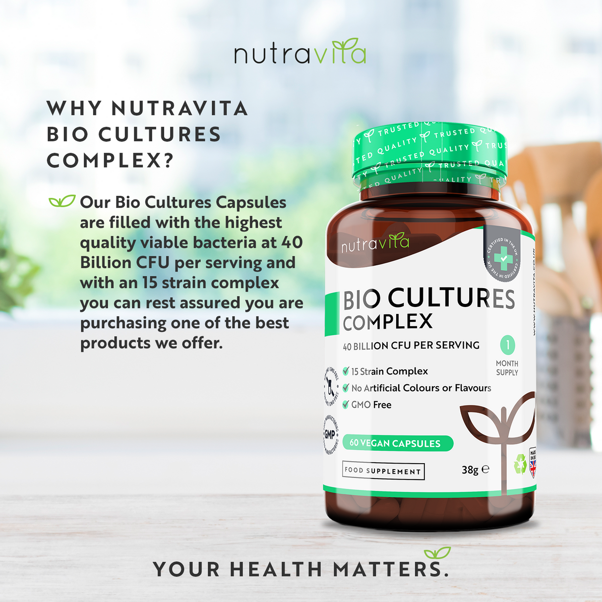 Probiotic 20 miliarde CFU 15 tulpini/60 capsule, 60 doze/ Nutravita