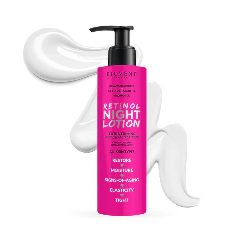 Loțiune de corp de noapte cu retinol și efect extra-fermitate, zmeură 200 ml