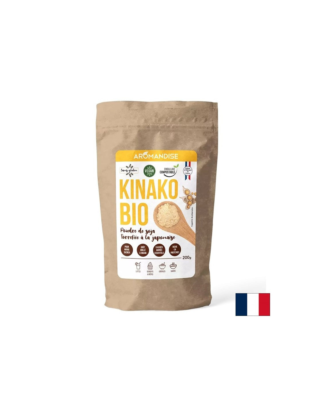 Boabe de soia Kinako prăjite, 200 g pudră