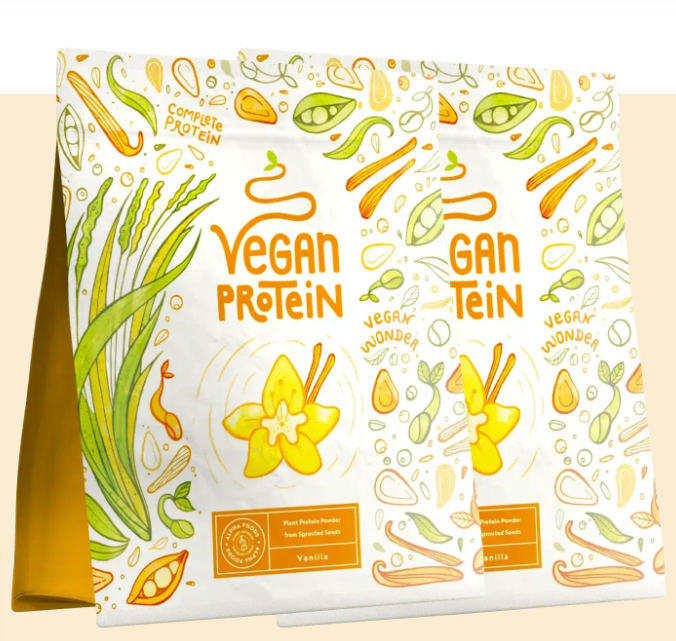 Proteină vegană - aromă de vanilie fabricată în Germania (2 x 600 g)