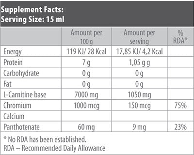 L-Carnitina lichidă + Crom 500 ml.